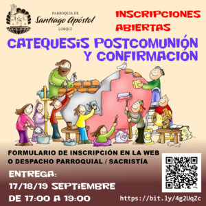 Cartel inscripciones PostComunión y Confirmación